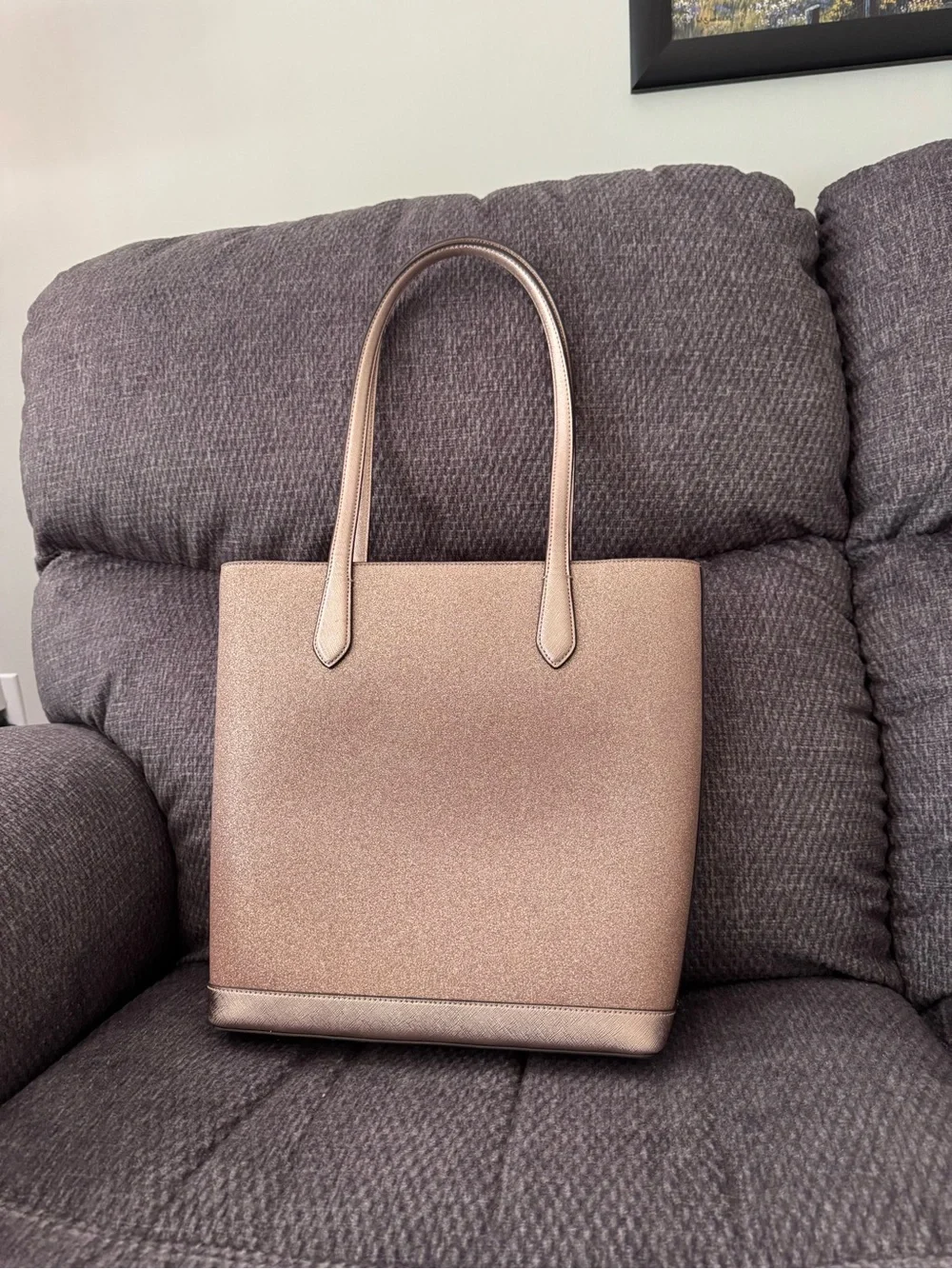 kate spade Rose Gold Glitter Tote with Matching Zip Wallet